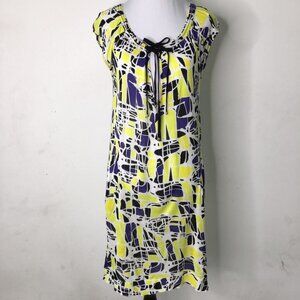 Diane Von Furstenberg Swim Women's Yellow White Geometric Shift Dress Size M
